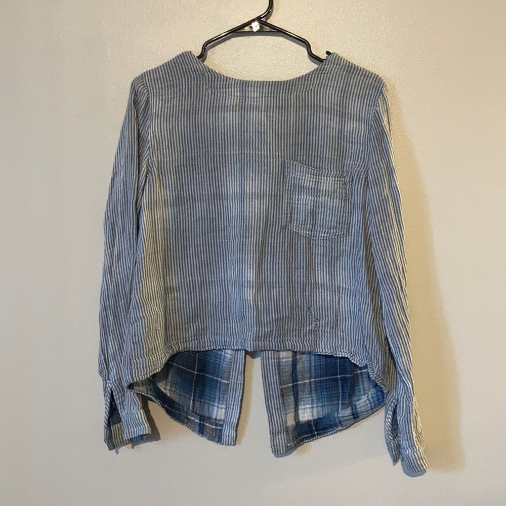 Cloth & Stone Distressed Striped Linen Shirt
